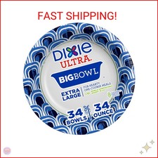 Dixie Ultra Extra Large Paper Bowls, 34 oz, 34 Count, Compostable, Microwave Saf
