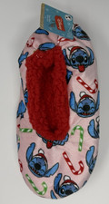 Women's Size 7-9.5 Disney Pink Sherpa Lined Lilo  Stitch Slippers Christmas