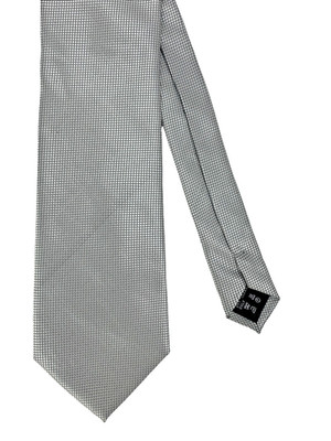Firenze Seta Silk Neck Tie Italy Silver 3D Patterned Smooth Metallic