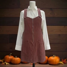 Wild Fable Dusty Rose Corduroy Overall Dress XL Fall Cottagecore Academia Look