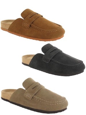 ella Schuhe Wildleder Pantolette Slipper Mokassin Loafer Clog Sandalen mit Memory Foam
