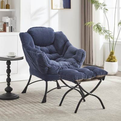 Vinsetto Lazy Chair with Ottoman, Navy Blue