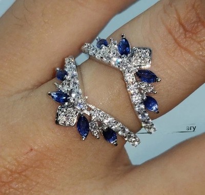 2Ct Round Cut Lab-Created Sapphire Diamond Enhancer Ring 14K White Gold Plated