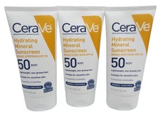 CERAVE HYDRATING MINERAL SUNSCREEN SPF 50 BODY 5 OZ NWOB EXP: 2028 LOT OF 3