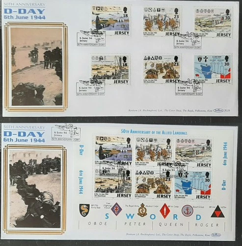 z(JER-225)JERSEY 1994 FDC 50th Anniversary of the D-Day SET of 2 BENHAM covers