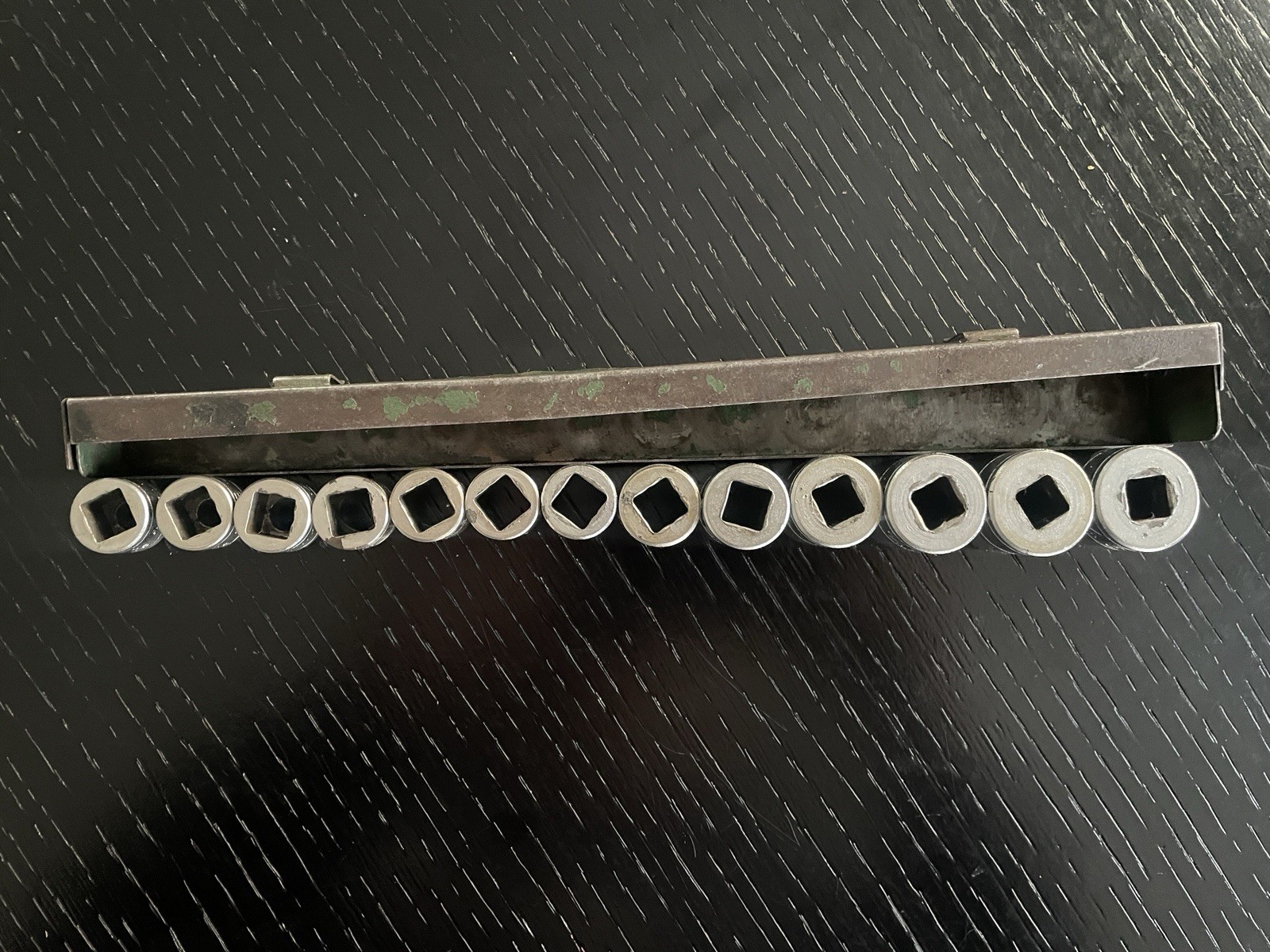 Wow! LARGE LETTER SK-Tools 3/8  Metric Socket Rail w/ Metal Tray USA 7MM-19MM