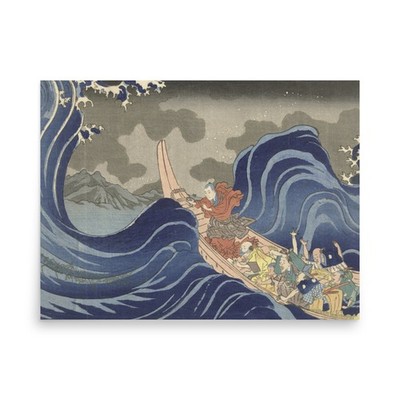 Utagawa Kuniyoshi Boat in Storm Waves Ukiyo-e Wall Art