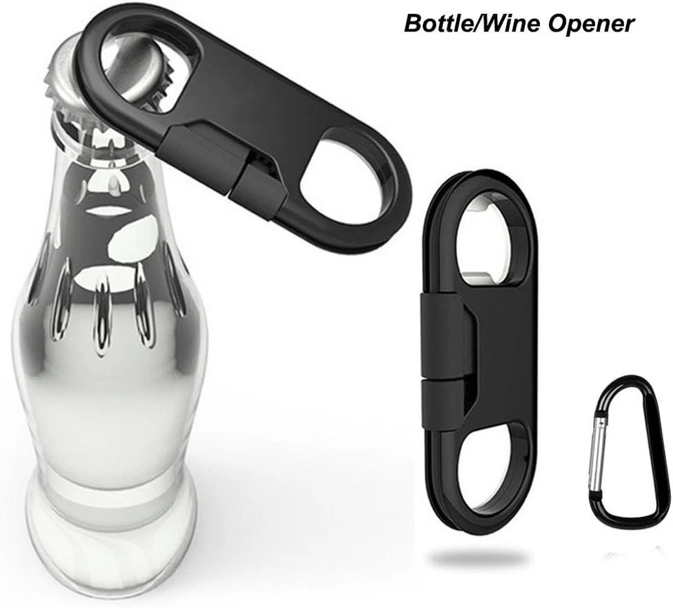 iPhone Charge Cable Short Keychain USB Opener Carabiner Portable Use - Image 3 of 4