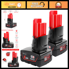 12V 6A Replacement Battery for Milwaukee Power Tools - 2 Pack, High Capacity, Du
