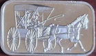 1985 Silver Town Horse & Surrey 1 Oz .999 Fine Silver Art Bar, Reverse Type 11
