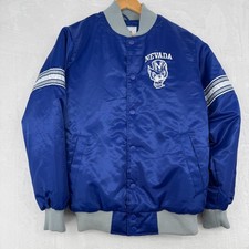 University of Nevada UNR Wolf Pack Starter Satin Snap Jacket Sz Medium