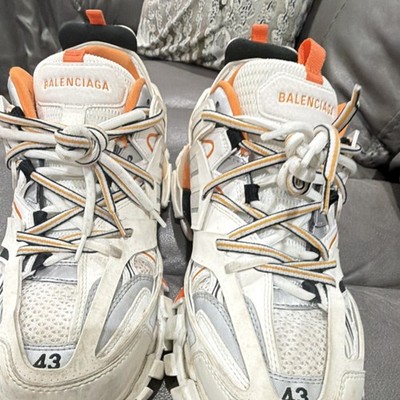 BALENCIAGA Trackスニーカーメッシュ＆ナイロンホワイト＆オレンジ Balenciaga Track White Orange Black Grey Men's Low Top Sneakers
