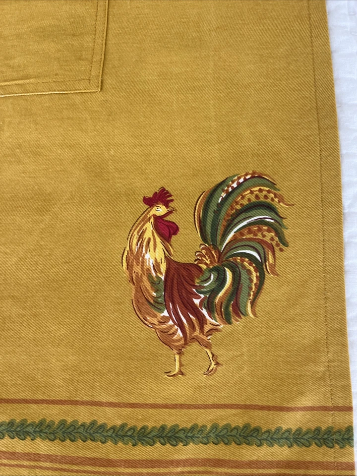 Delantal William Sonoma French Country Gallo con Bolsillos Algodón Profundo Amarillo Rojo Foto 2 de 4