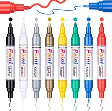 Oil Based Paint Markers, 8 Colors Dual Tip Paint Pens Paint Markers 0.7mm  3mm 