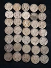 Lot Of 35, 90% Silver Mercury Dimes, Various Years And Conditions