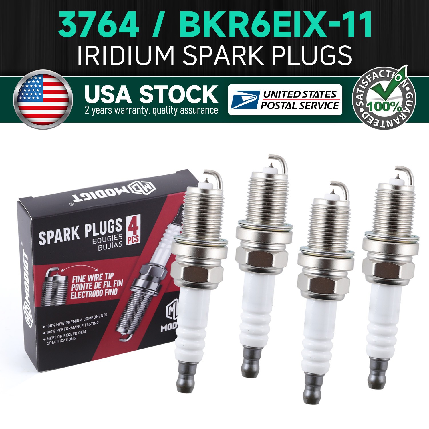 OEM Quality NEW 4Pcs Spark Plugs FOR NGK 3764 BKR6EIX-11 Iridium IX BKR6EIX11