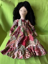 Vintage Rag Doll  63 cm  Cloth body  Hand Painted Face  Messy Hair  Lovely Dress