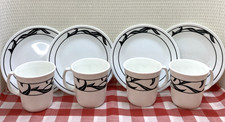 Set of 8 LYRICS With Black Leaves Corelle 4 Bread Plates 6 3/ 4"- 4 Coffee Mugs