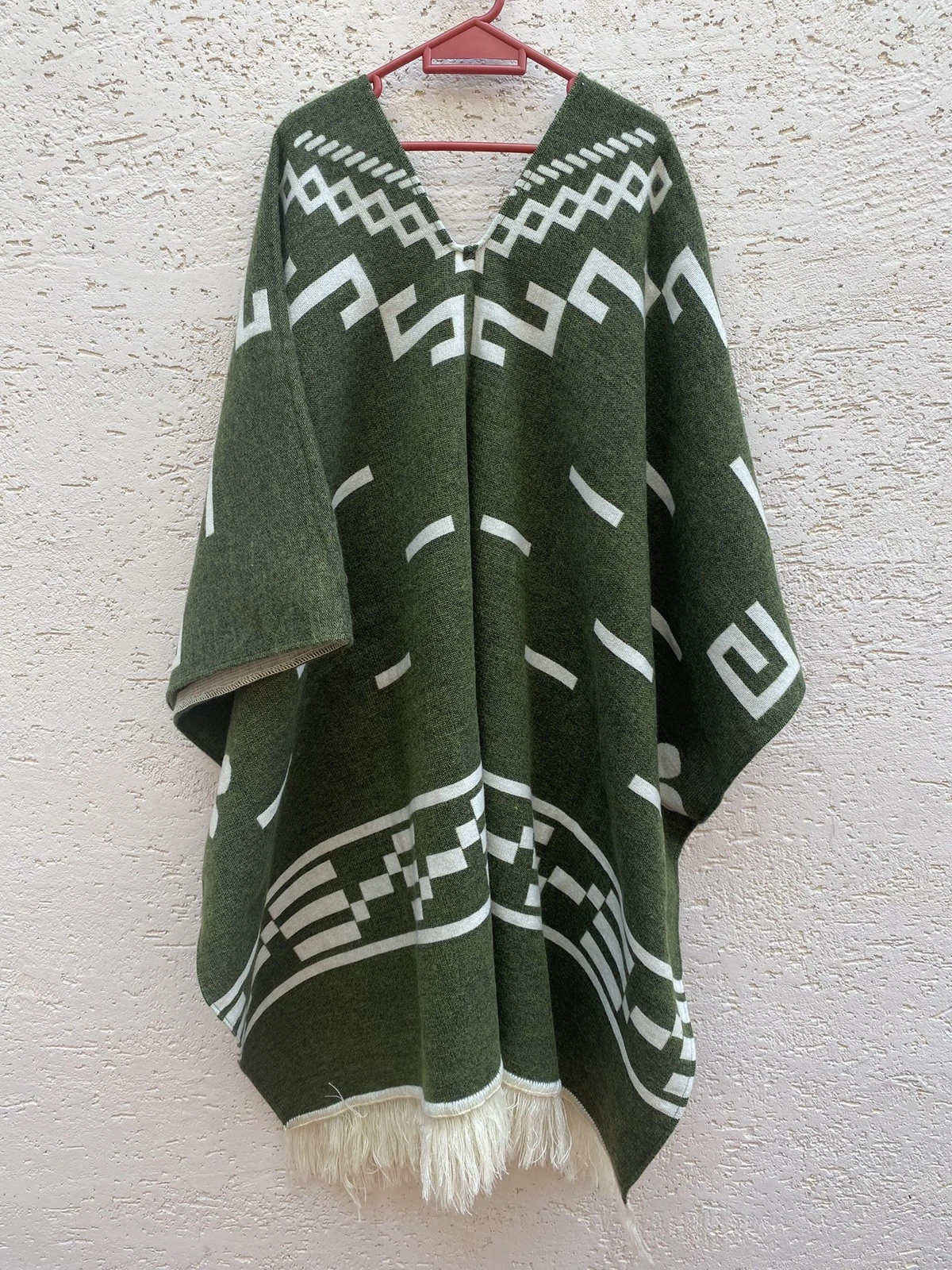 Clint Eastwood Western Cowboy Poncho Serape Handmade Alpaca Wool Olive Green  image 8