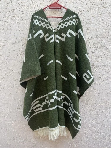 Clint Eastwood Western Cowboy Poncho Serape Handmade Alpaca Wool Olive Green  image 8