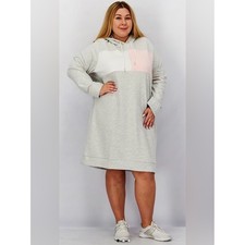 Tommy Hilfiger | Light Gray | Hooded Sweatshirt Dress with Pink & White
