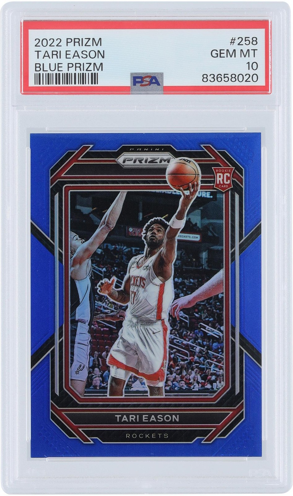 Tari Eason Rockets 2022-23 Panini Prizm Blue #258 #58/199 PSA 10 Rookie Card