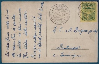 LATVIA: 1930 Christmas Greetings Postcard from KUKSAS; Small Place LAMINI