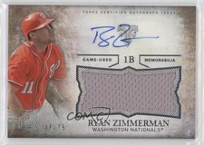 2015 Topps Triple Threads Unity Jumbo Relics Sepia 48/75 Ryan Zimmerman Auto g4c