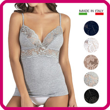 Top Donna Sottogiacca Canotta Intima Canottiera Forma Seno Spalla Stretta Pizzo