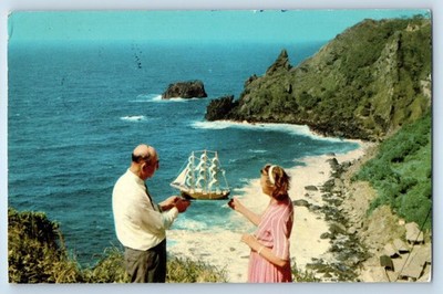 Pitcairn Island Postcard Looking Down from Edge Above Bounty Bay 1970 Posted