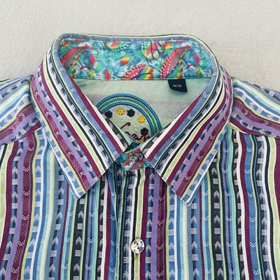 Robert Graham Herren LS Hemd M (40) Mehrfarbig Streifen Flip Cuff Classic Fit