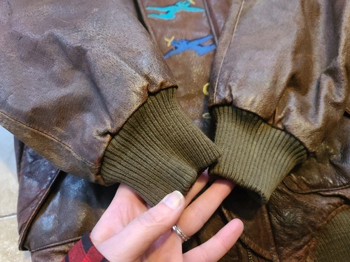 VTG London Fog Leather Bomber Jacket Aero-dynamic Global Adventures Youth XL - Picture 20 of 20