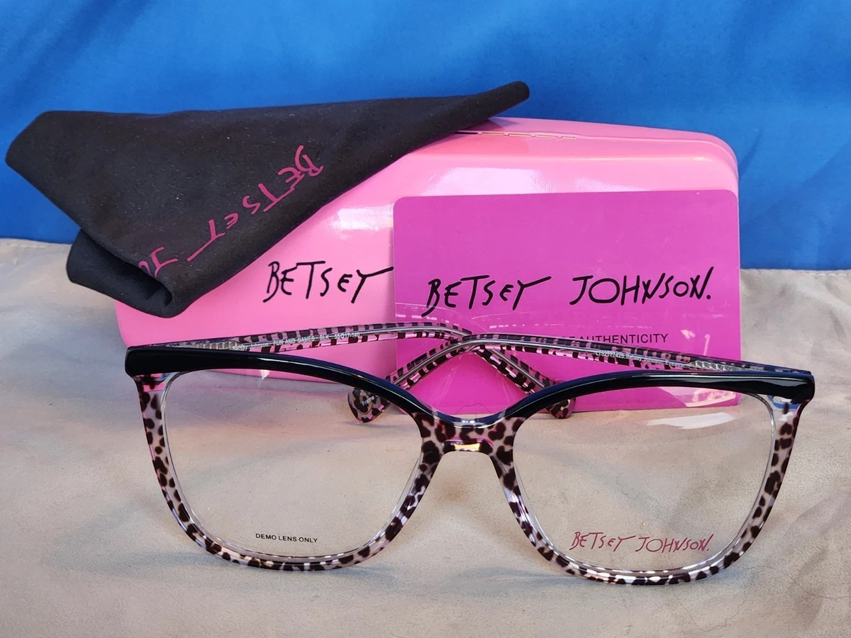 Betsey Johnson Glitz BLK 52-18-135 Eyeglass Frames Pink Glitter Demo Lenses BETSEY JOHNSON WOMANS EYEGLASSES GLITZ in GOLD 52-18-135 MM  main image 3