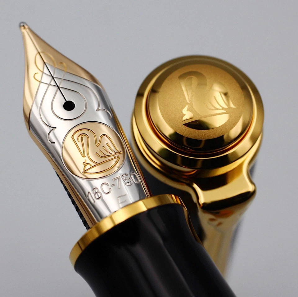 [Novo não usado] Caneta-tinteiro Pelikan 18C 750 Souveran M800 Brack F nova na caixa - Imagem 4 de 4