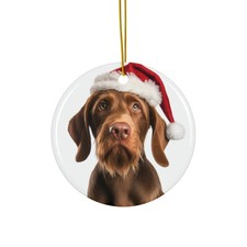 Hanging Ceramic Christmas Tree Ornament - Wirehaired Vizsla Design