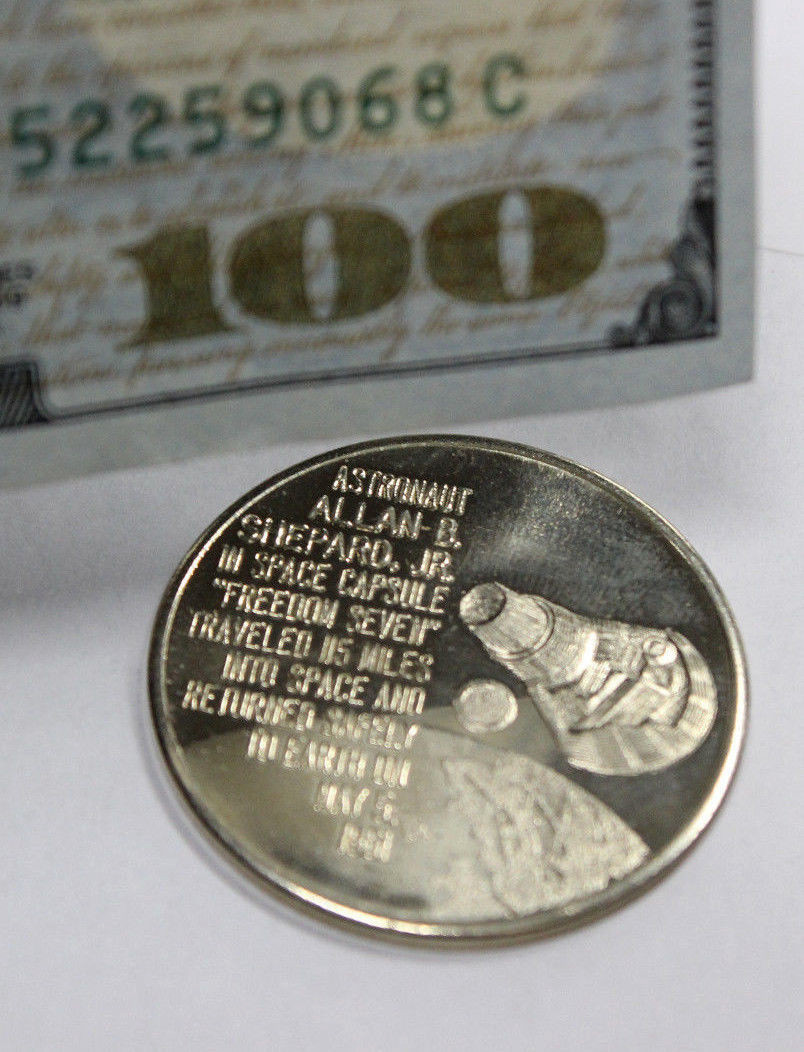 PROJECT MERCURY Allan Shepard Space COIN Medal GOLD TONE BRONZE PROOF 5/5 1961