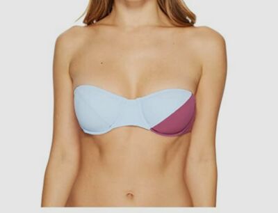 $59 Flagpole Womens Blue Color Block Electra Bikini Top Swimwear Size Large 