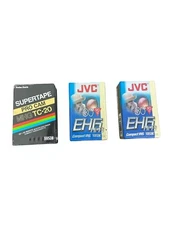 Compact Video Cassette Tapes 3-count 2-JVC 1-Supertape Unopened VHS