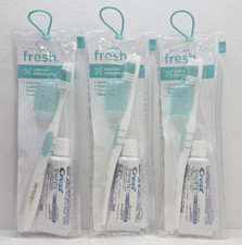3 FRESH DENTAL GURU TRAVEL KIT  TOOHBRUCH - CAP - CREST TOOTHPASTS - TRAVEL BAG