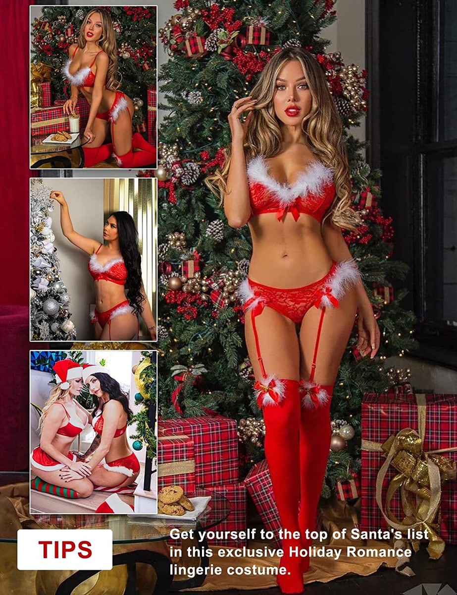 Women Valentine Lingerie Two Piece Santa Bra and Panty with Garter Belt Set Gift | eBay Women Valentine Lingerie Two Piece Santa Bra and Panty with Garter Belt Set Gift | eBay