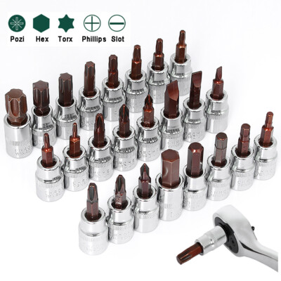 35mm Length Torx, Hex, Phillips, Slot, Pozi Screwdriver Bits 1/4'' Square Driver