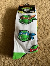Nickelodean Teenage Mutant Ninja Turtles Crew Socks, 2 Pack Size Large Unisex