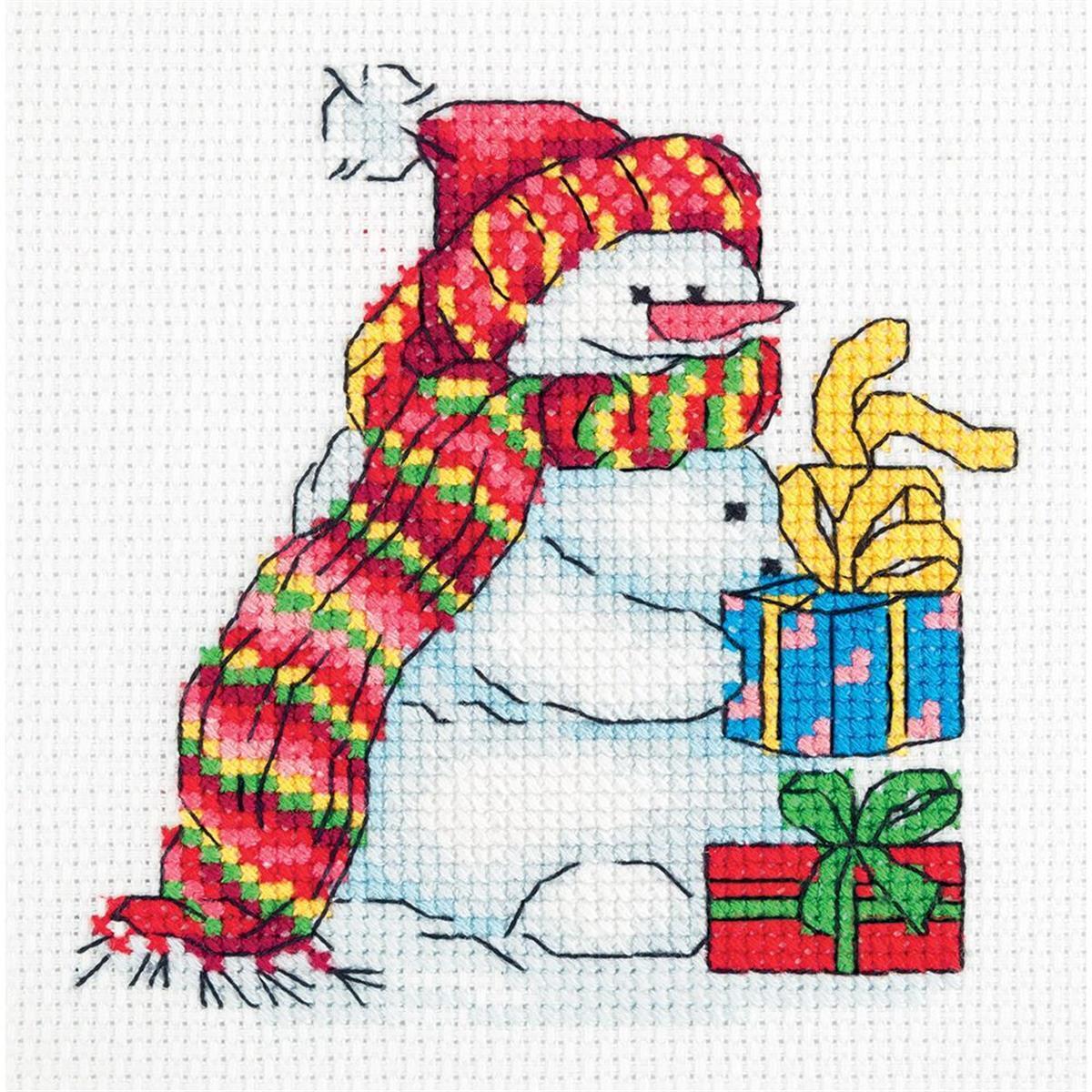 Klart counted cross stitch kit ""Snowman"" 12.5x13cm, DIY