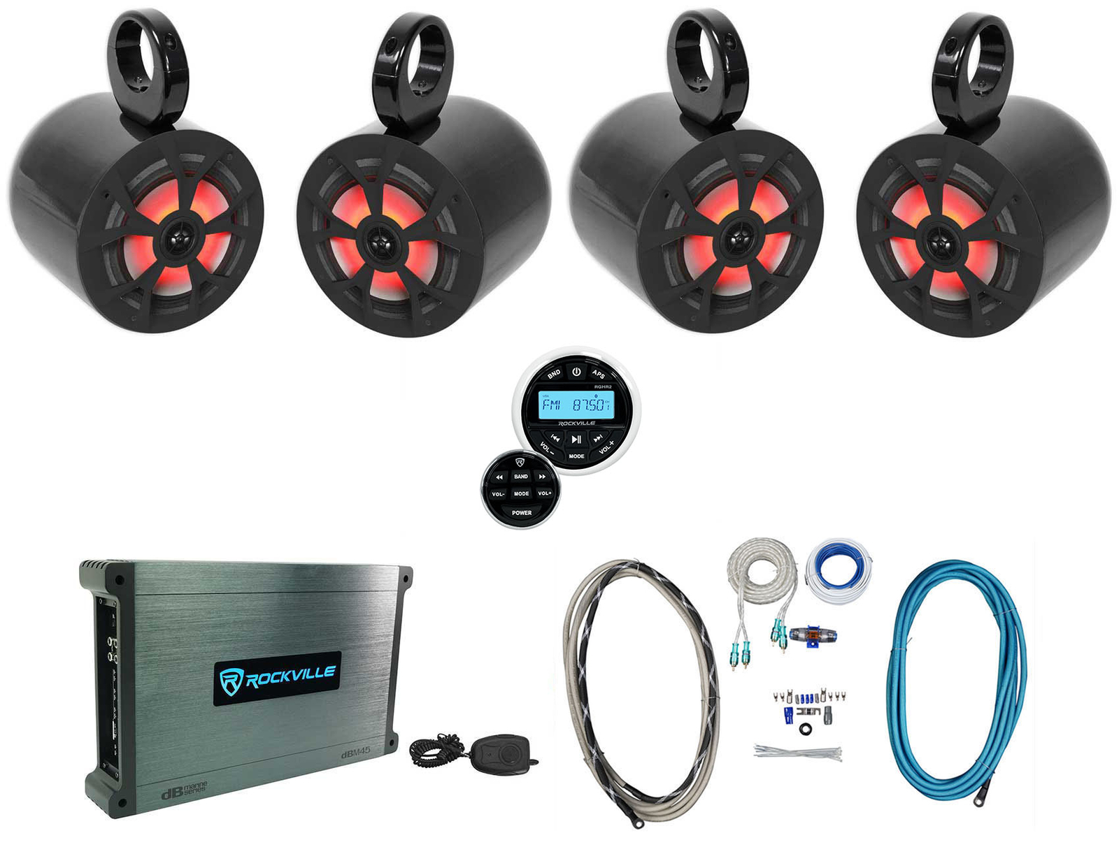 4 Rockville RKL65MBW 65 Морская лодка для вейкбординга светодиодные колонки Усилитель Приемник 92790₽