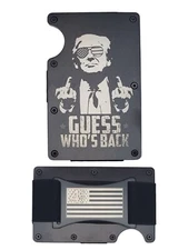 Engraved USA Guess Whos Back Trump 45 47 Slim Wallet, RFID Blocking, MAGA Gift