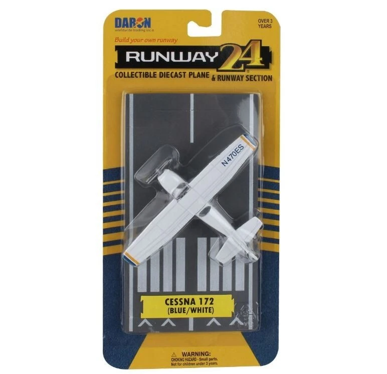 Runway 24 Cessna 172 (Blue/White) N470ES Daron Collectible Diecast Airplane - Image 2 of 3