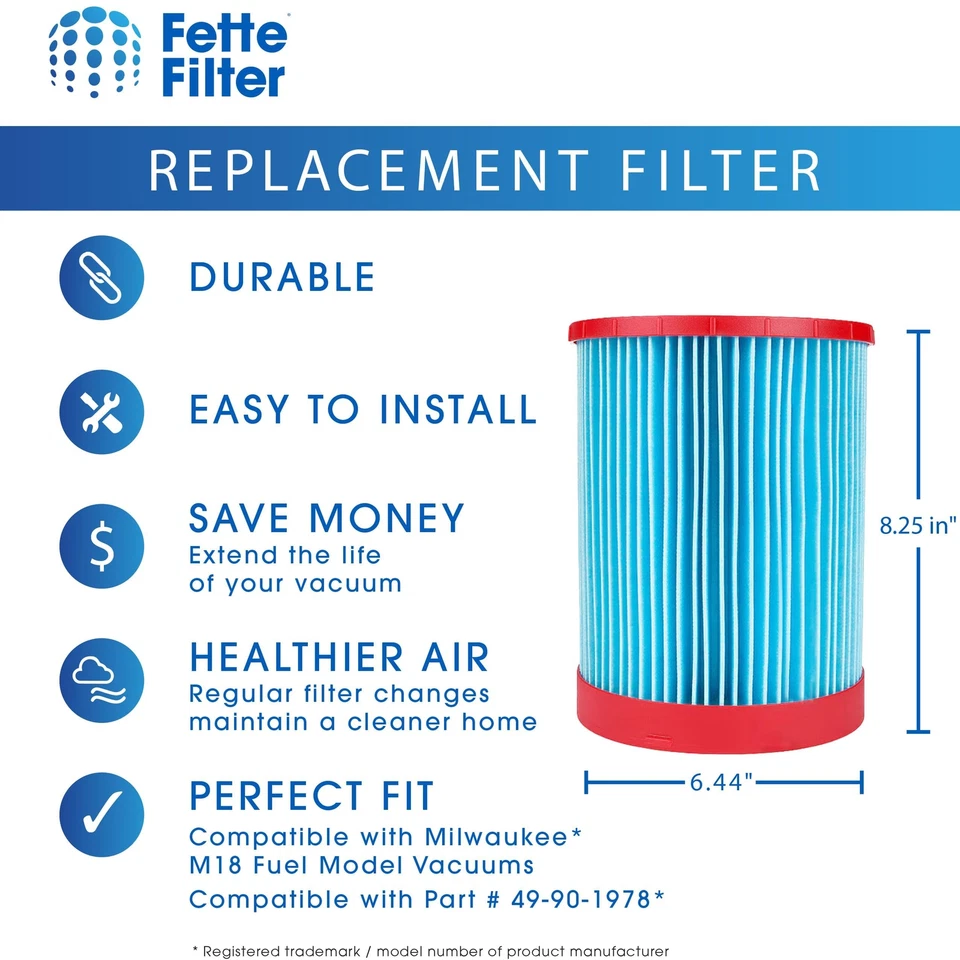 49-90-1978 Wet/Dry Vacuum High Efficiency Filter for Milwaukee M18 Fuel Vacs - Image 4 of 4