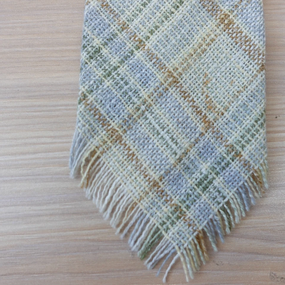 Corbata de lana a cuadros para hombre BERKLEY corbata tejida con flecos extremo papá informal retro de colección Foto 3 de 4