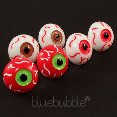 FUNKY EVIL EYE OHRRINGE GRUSELIG CRAZY COOL FUN HALLOWEEN VAMPIR TEUFEL EMO GOTH 8