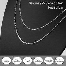 925 Sterling Silver Curb Cuban Mens Womens Chain Necklace 925 Italy 16/18 inch